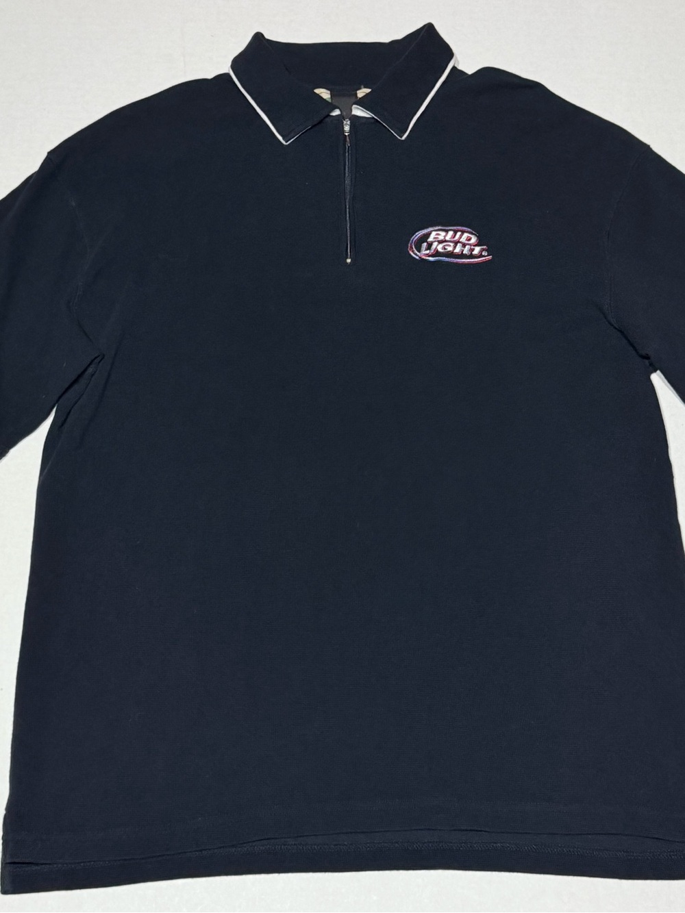 Vintage Bud light Navy Quarter Zip Polo Shirt
